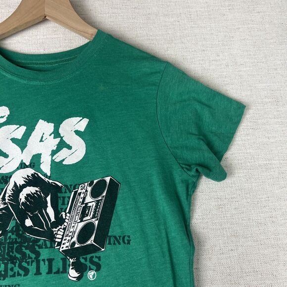 VTG Famous Stars and Straps FSAS Graphic T-shirt Girl's Large Green Crew Cotton - Picture 3 of 11